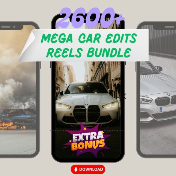2600+ Mega Car Edits Reels Bundle & Bonus: YouTube Toolkit